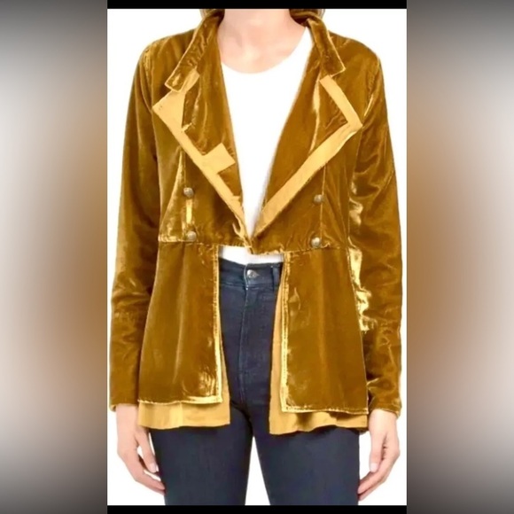 Free People Faye Stunning Metallic Gold Military Jacket - Picture 14 of 14